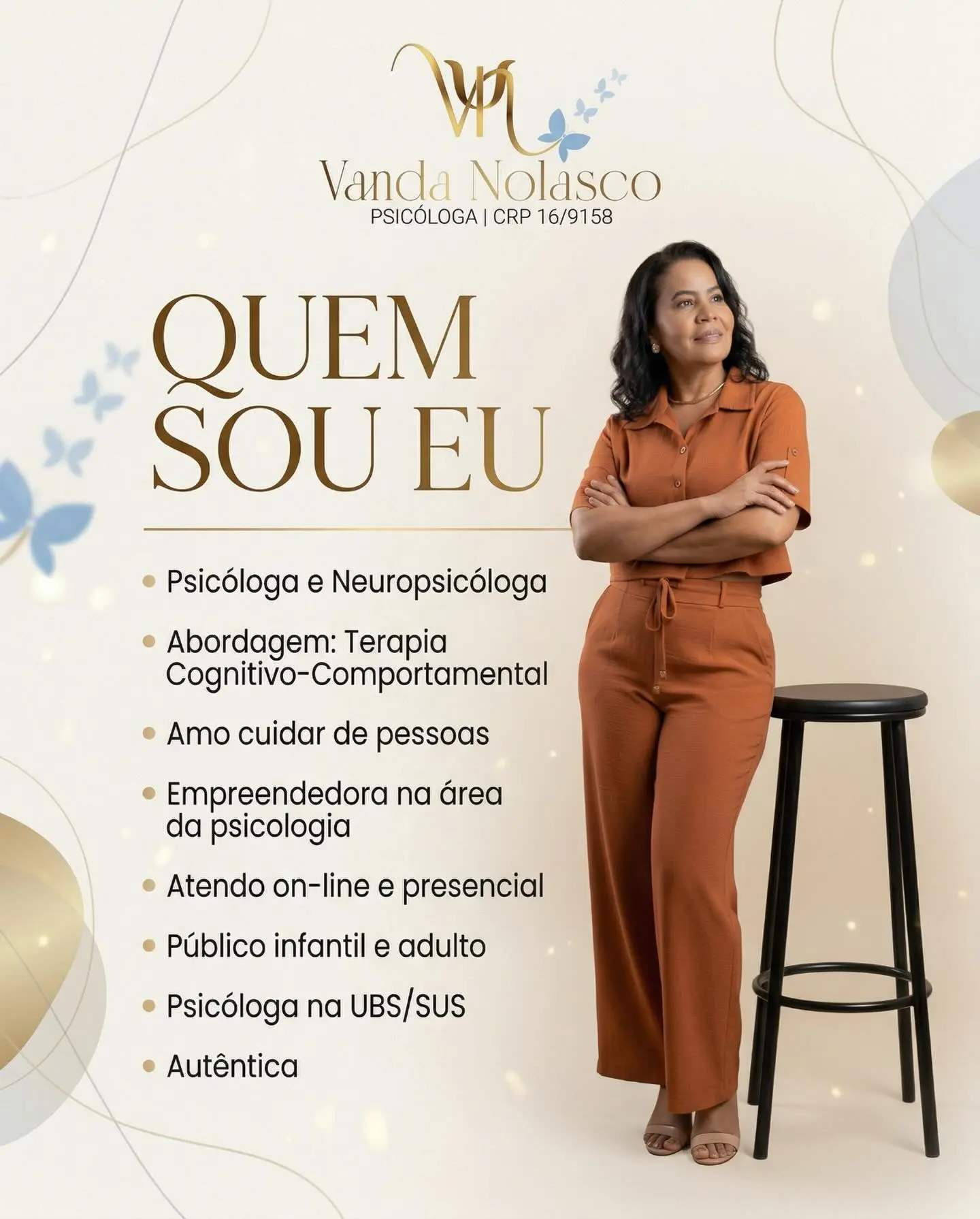 Apresentação profissional da psicóloga e neuropsicóloga Vanda Nolasco